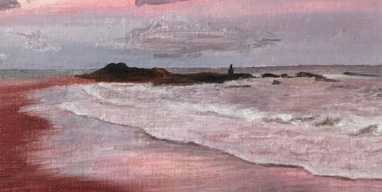 Featured Portfolio Seascapes - Dusk by the beach - Oil Paintings by Leah Shyra