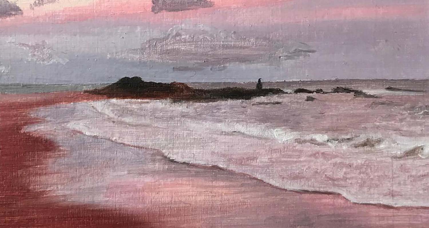 Featured Portfolio Seascapes - Dusk by the beach - Oil Paintings by Leah Shyra